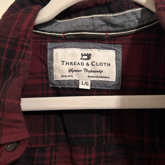 Red and black thread and cloth button down flannel shirt - Picture 2 of 2